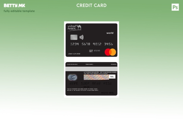 Модерен стил шаблон за светска мастер картичка светска банка на НБК Кувајт